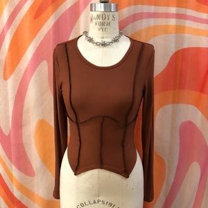 Long Sleeve Exposed Seam Detail Long Sleeve Top